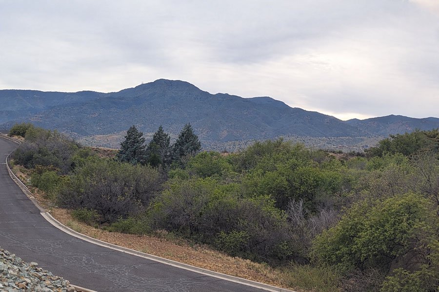 Arizona high desert with Mingus Mountain in background.